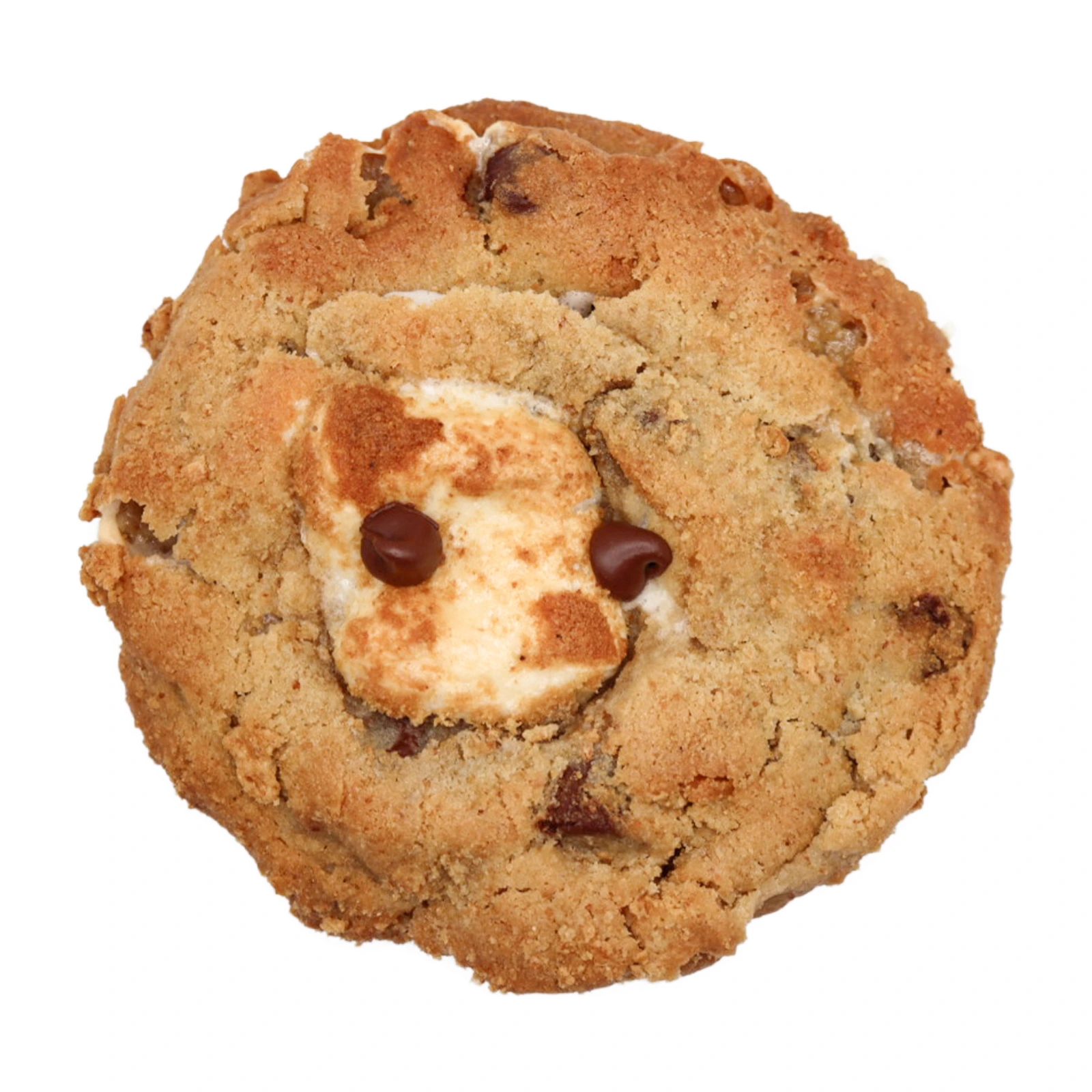 Jumbo s'mores cookie with a gooey marshmallow center